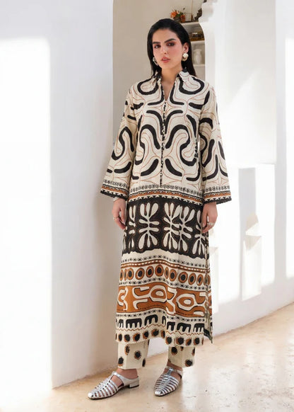 Printed Long Linen Kurta Set