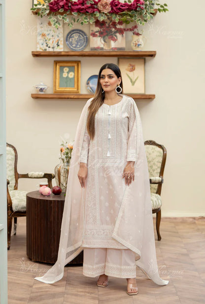 Pale Pink Pure Cotton Chikankari Long Suit