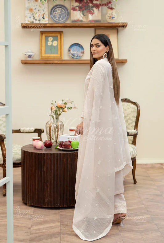 Pale Pink Pure Cotton Chikankari Long Suit