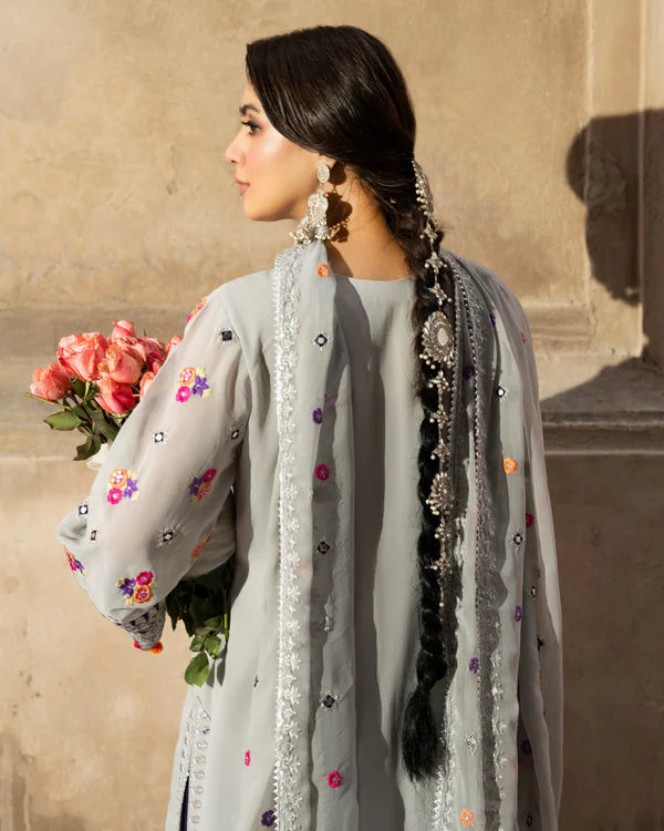 Silver & Royal Purple Farshi Shalwar Suit with Panni Work