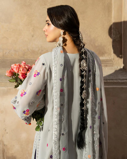 Silver & Royal Purple Farshi Shalwar Suit with Panni Work