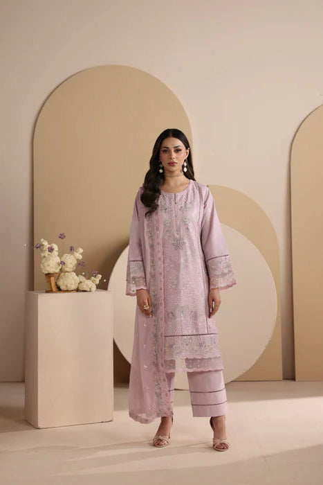 Baby Pink Embroidered Luxury Lawn Suit with Chiffon Dupatta