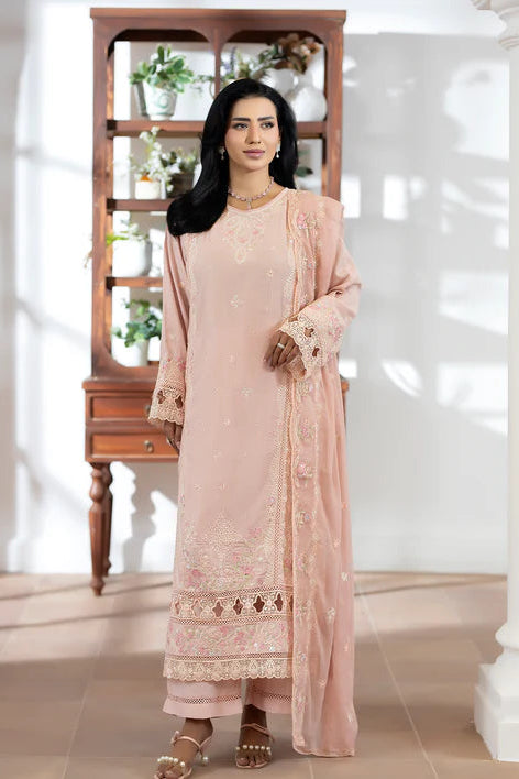 Pastel Pink Elegant Luxury 3-Piece Embroidered Viscose Suit