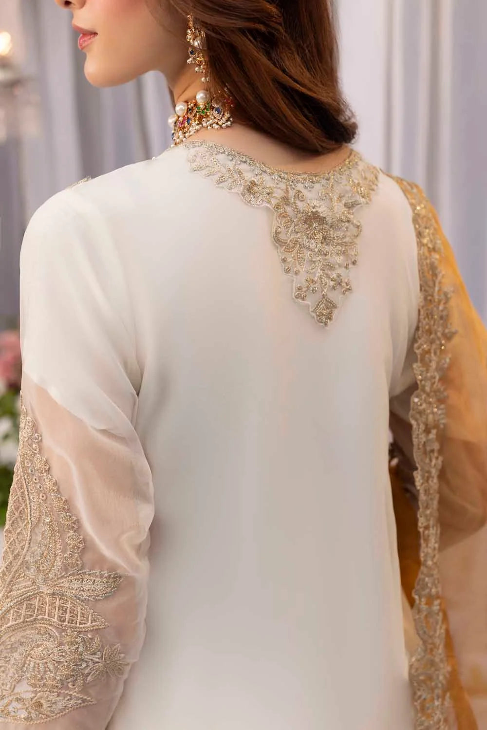 Off White Embellished Sharara with Potli