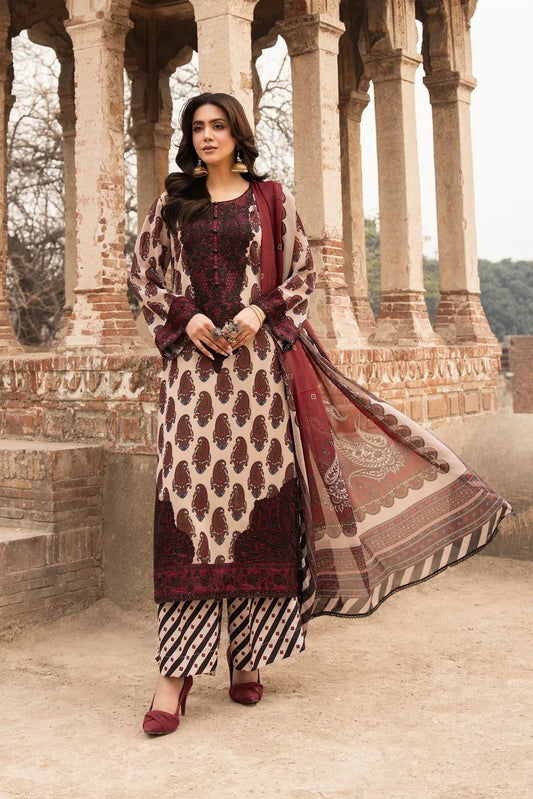 Maroon Printed Georgette Long Suit with Sequins Work