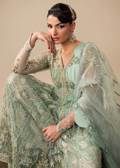 Mint Green Hand Embellished Elegant Maxi