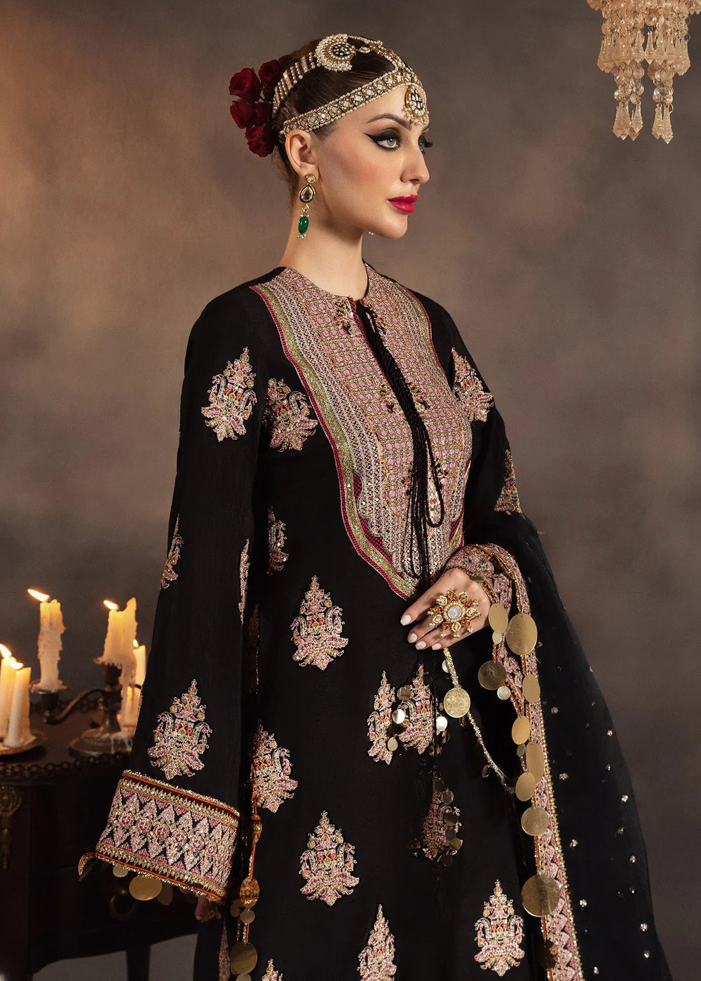 Black Raw Silk Embroidered Suit