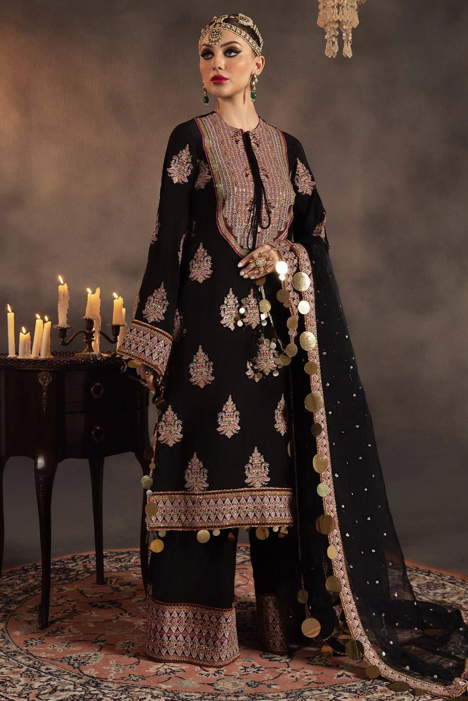 Black Raw Silk Embroidered Suit