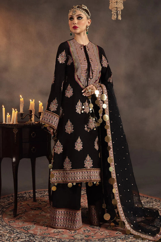 Black Raw Silk Embroidered Suit