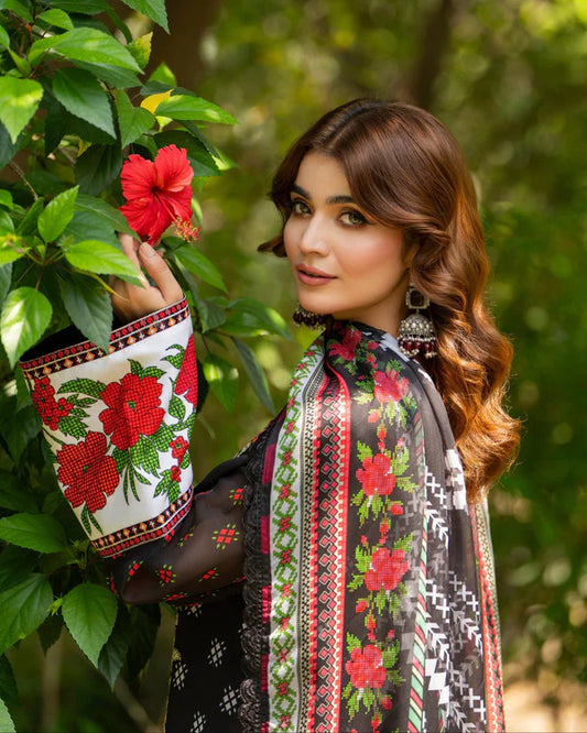 Cross Stitch Embroidered Printed Long Georgette Suit