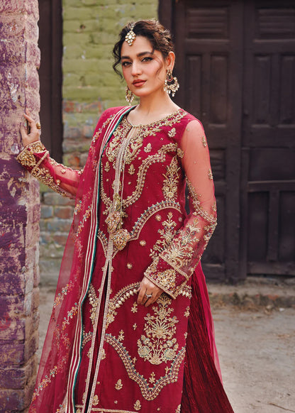 Maroon Embellished Crushed Sharara
