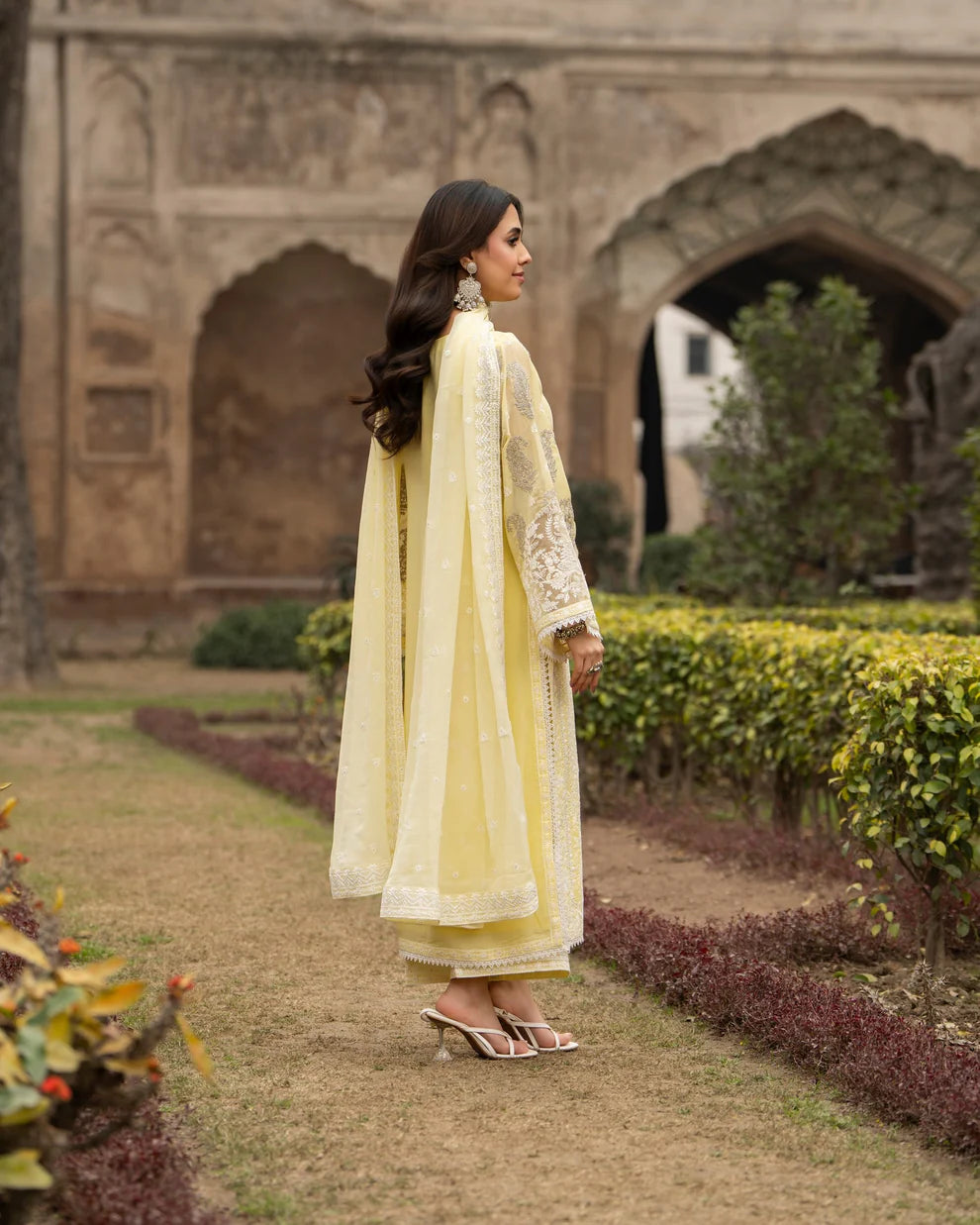 Lemon Yellow Embroidered Georgette Suit