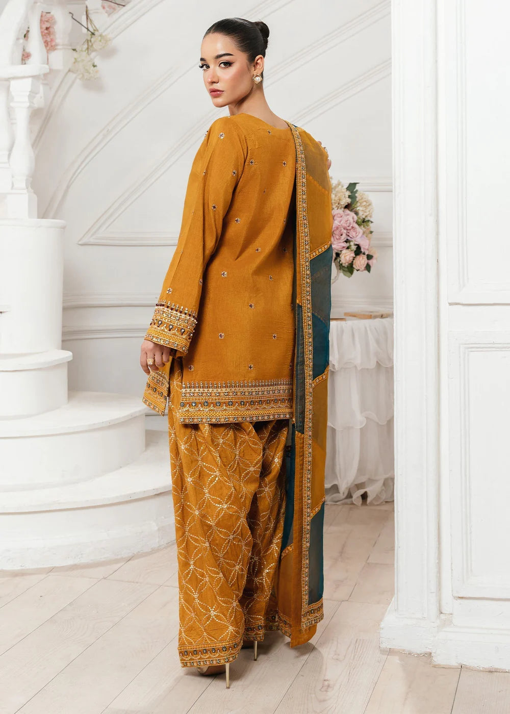 Mustard Raw Silk Farshi Shalwar Suit