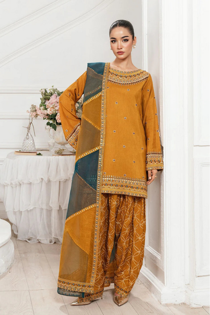Mustard Raw Silk Farshi Shalwar Suit