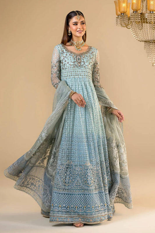 Hand Embroidered Sky Blue Anarkali Peshwas