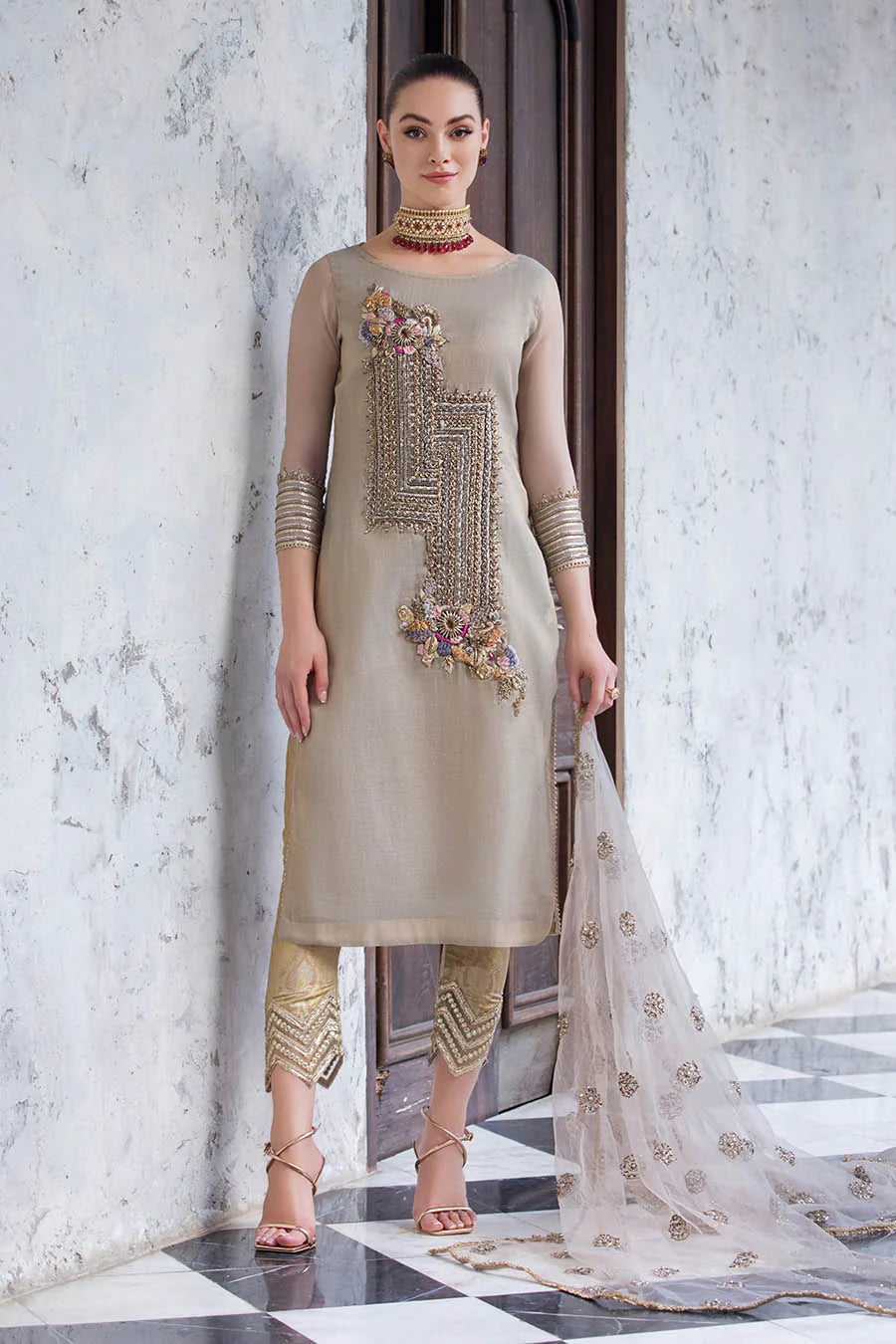 Hand Embroidered Maysuri Cotton Suit