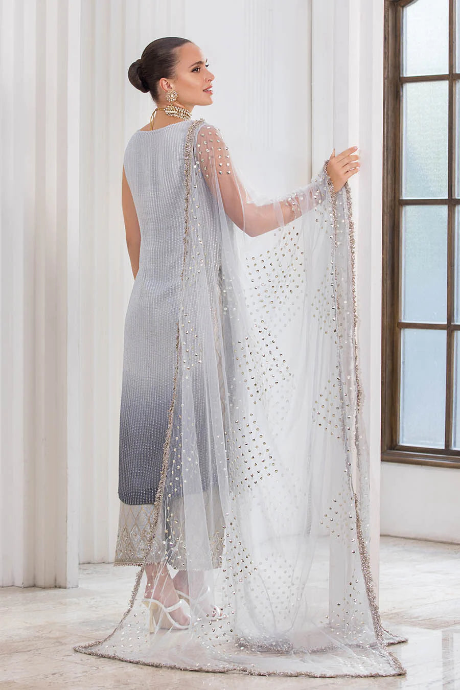 Hand Embroidered Indowestern Suit with Sleeves