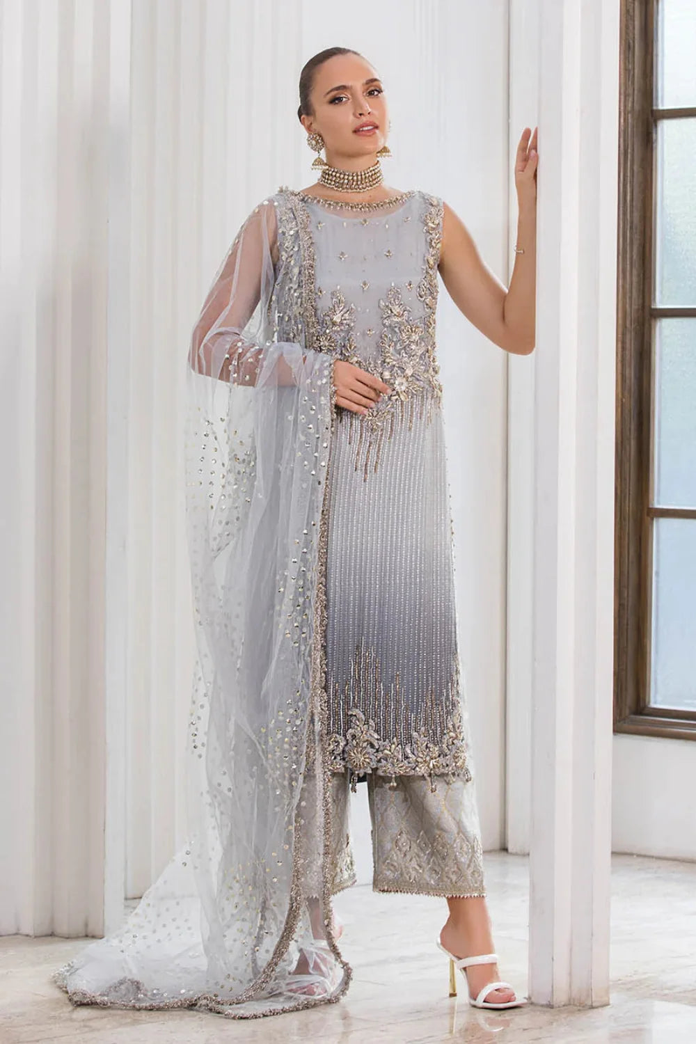 Hand Embroidered Indowestern Suit with Sleeves