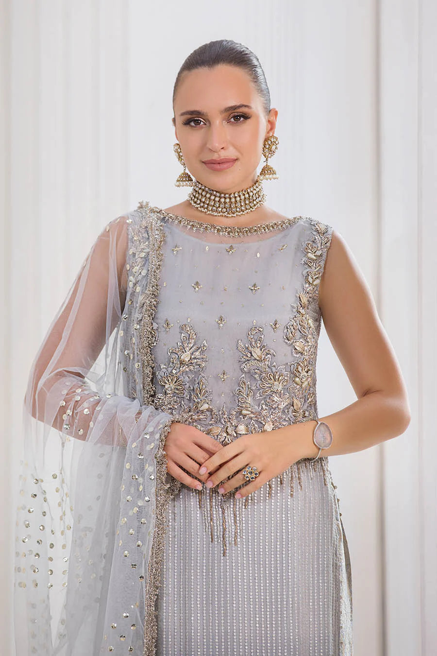 Hand Embroidered Indowestern Suit with Sleeves