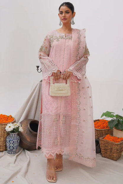 Pastel Pink Embellished Suit with Cutwork Details