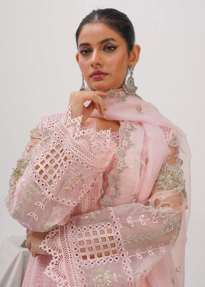 Pastel Pink Embellished Suit with Cutwork Details