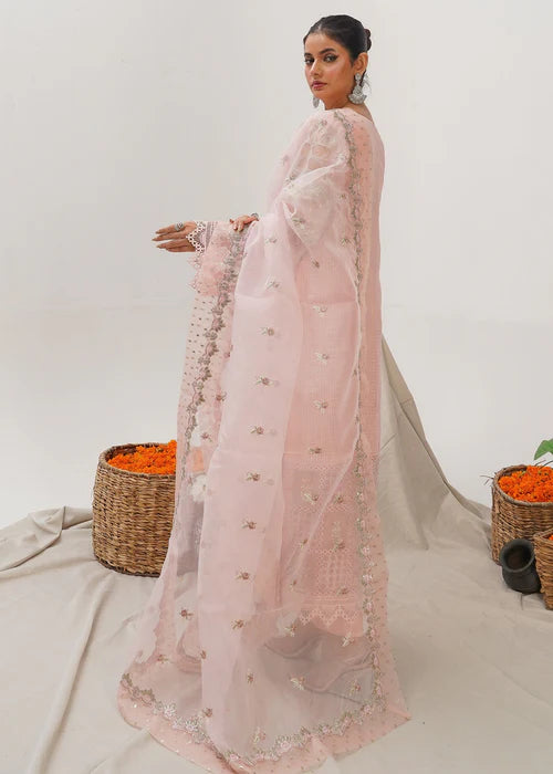 Pastel Pink Embellished Suit with Cutwork Details
