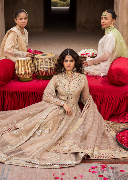 Beige Heavy Embellished A-Line Maxi