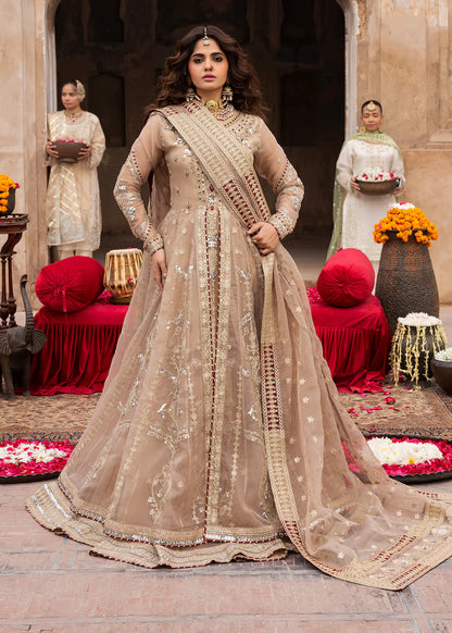 Beige Heavy Embellished A-Line Maxi