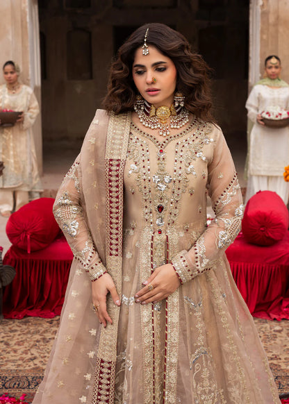 Beige Heavy Embellished A-Line Maxi