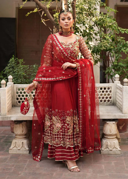 Red Embellished Anarkali Maxi