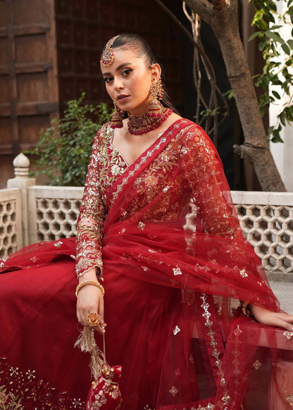 Red Embellished Anarkali Maxi