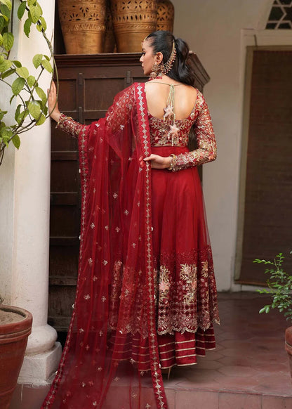 Red Embellished Anarkali Maxi