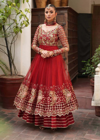 Red Embellished Anarkali Maxi