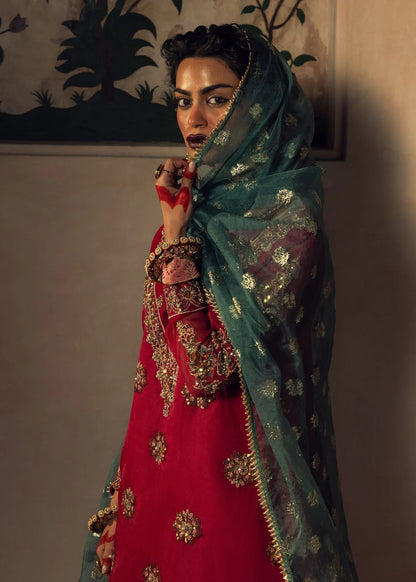 Burgundy Embellished Organza Gharara