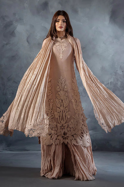 Hand Embroidered Pastel Pink Crushed Sharara