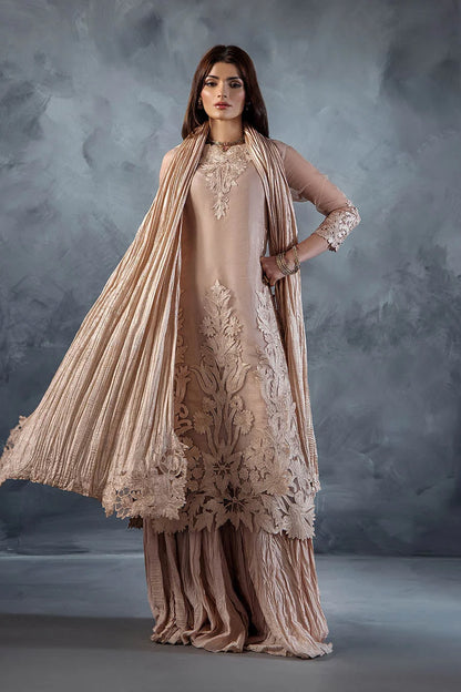 Hand Embroidered Pastel Pink Crushed Sharara