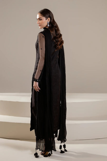 Hand Embroidered Black Pure Cotton Suit with Embellishments
