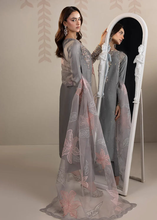 Raw Silk Embellished Grey Suit