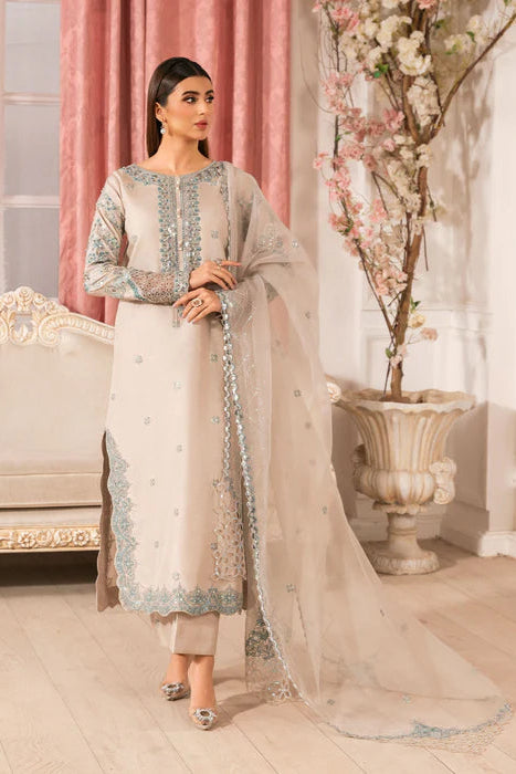 Beige Raw Silk Embellished Suit