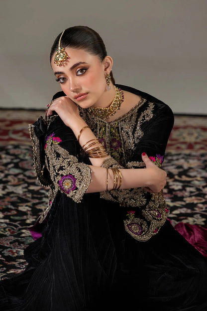 Hand Embroidered Black Velvet Sharara with 3D Work