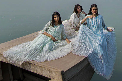 White Crocheted Maxi with 3D & Gota Work