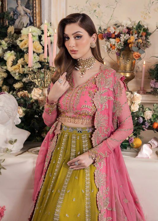 Hand Embellished Pastel Pink & Green Lehenga Choli