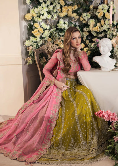 Hand Embellished Pastel Pink & Green Lehenga Choli