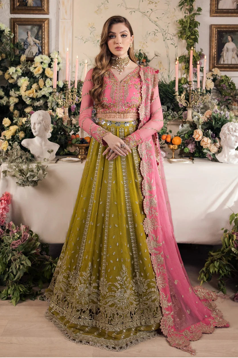 Hand Embellished Pastel Pink & Green Lehenga Choli