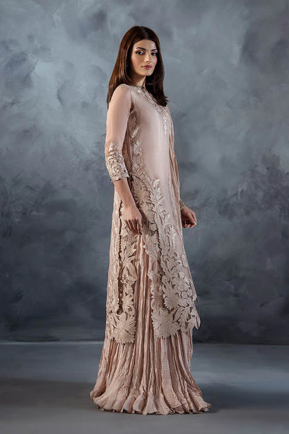 Hand Embroidered Pastel Pink Crushed Sharara