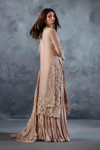 Hand Embroidered Pastel Pink Crushed Sharara