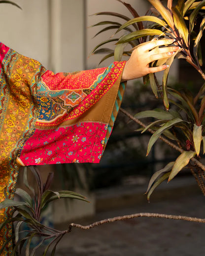 Silk Printed Kaftan Style Suit Set