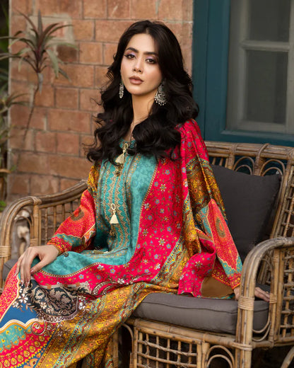 Silk Printed Kaftan Style Suit Set