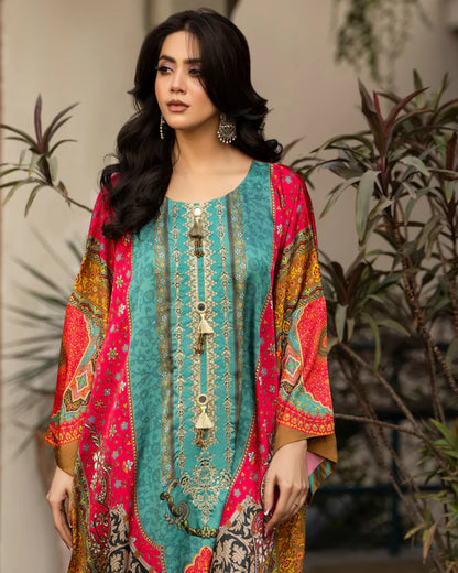 Silk Printed Kaftan Style Suit Set