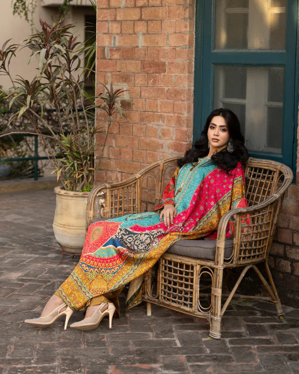 Silk Printed Kaftan Style Suit Set